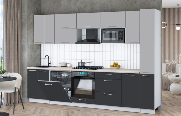 Кухонный гарнитур Интерлиния Мила Gloss 3.1-ПМ2