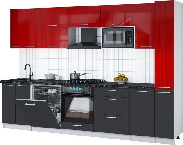 Кухонный гарнитур Интерлиния Мила Gloss 3.1-ПМ2 - фото