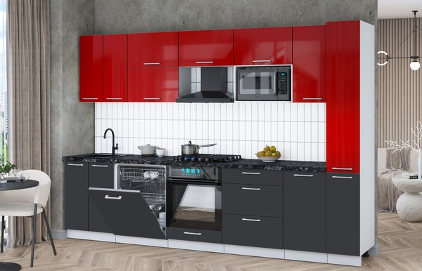 Кухонный гарнитур Интерлиния Мила Gloss 3.1-ПМ2