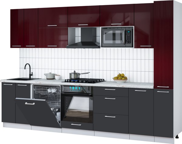 Кухонный гарнитур Интерлиния Мила Gloss 3.1-ПМ2 - фото