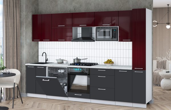 Кухонный гарнитур Интерлиния Мила Gloss 3.1-ПМ2