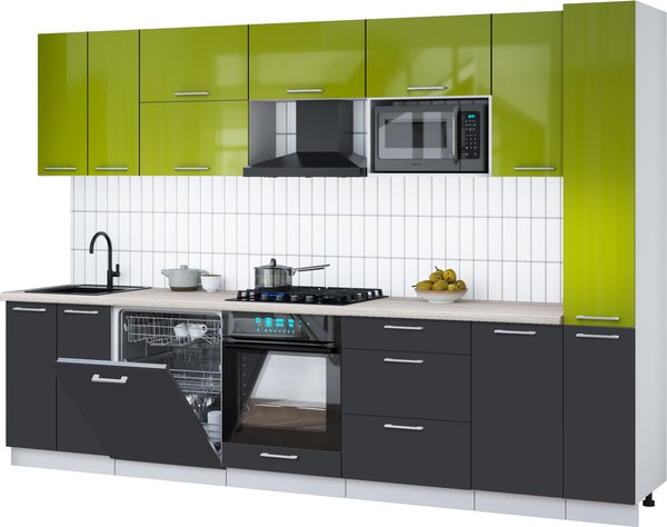 Кухонный гарнитур Интерлиния Мила Gloss 3.1-ПМ2 - фото