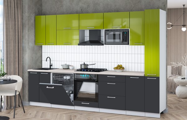 Кухонный гарнитур Интерлиния Мила Gloss 3.1-ПМ2