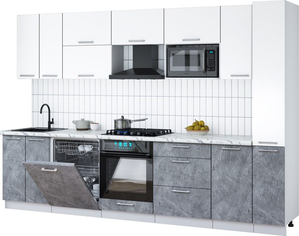 Кухонный гарнитур Интерлиния Мила Gloss 3.1-ПМ2 - фото