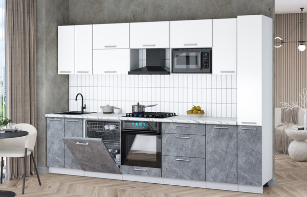 Кухонный гарнитур Интерлиния Мила Gloss 3.1-ПМ2