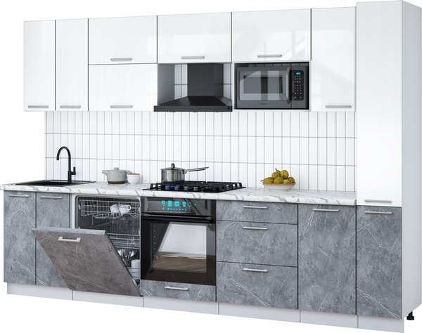Кухонный гарнитур Интерлиния Мила Gloss 3.1-ПМ2 - фото