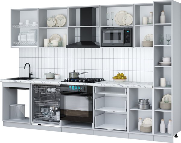 Кухонный гарнитур Интерлиния Мила Gloss 3.1-ПМ2