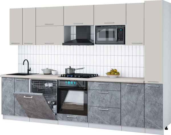 Кухонный гарнитур Интерлиния Мила Gloss 3.1-ПМ2 - фото