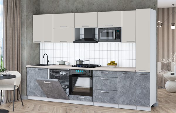 Кухонный гарнитур Интерлиния Мила Gloss 3.1-ПМ2