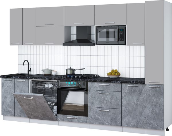 Кухонный гарнитур Интерлиния Мила Gloss 3.1-ПМ2 - фото