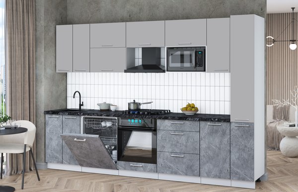 Кухонный гарнитур Интерлиния Мила Gloss 3.1-ПМ2