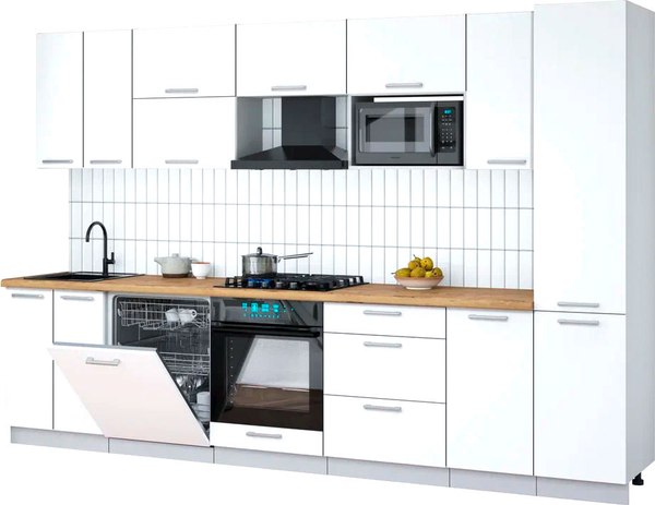 Кухонный гарнитур Интерлиния Мила Gloss 3.2-ПМ2 - фото