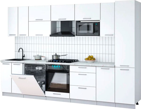 Кухонный гарнитур Интерлиния Мила Gloss 3.2-ПМ2 - фото