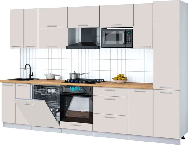 Кухонный гарнитур Интерлиния Мила Gloss 3.2-ПМ2 - фото