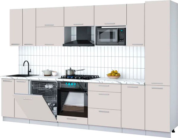 Кухонный гарнитур Интерлиния Мила Gloss 3.2-ПМ2 - фото