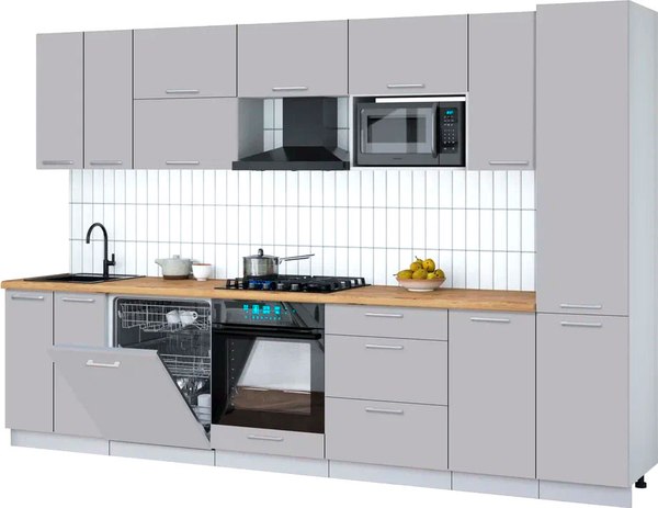Кухонный гарнитур Интерлиния Мила Gloss 3.2-ПМ2 - фото