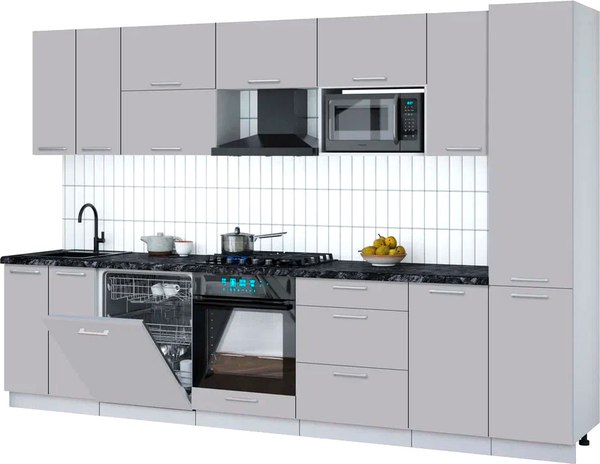 Кухонный гарнитур Интерлиния Мила Gloss 3.2-ПМ2 - фото