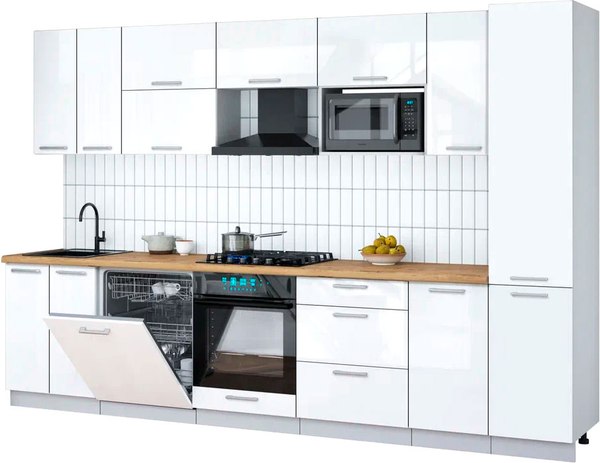 Кухонный гарнитур Интерлиния Мила Gloss 3.2-ПМ2 - фото
