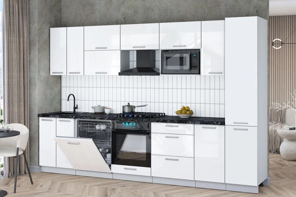 Кухонный гарнитур Интерлиния Мила Gloss 3.2-ПМ2