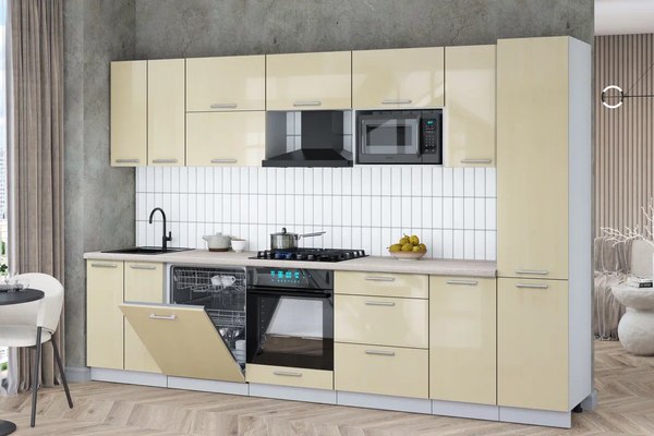 Кухонный гарнитур Интерлиния Мила Gloss 3.2-ПМ2