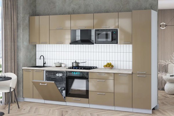 Кухонный гарнитур Интерлиния Мила Gloss 3.2-ПМ2