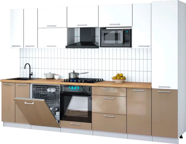 Кухонный гарнитур Интерлиния Мила Gloss 3.2-ПМ2 - фото