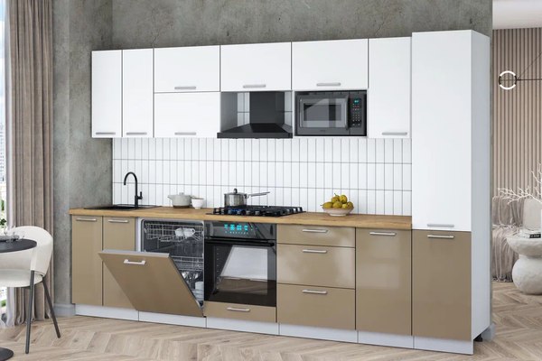 Кухонный гарнитур Интерлиния Мила Gloss 3.2-ПМ2