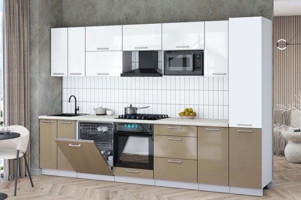 Кухонный гарнитур Интерлиния Мила Gloss 3.2-ПМ2