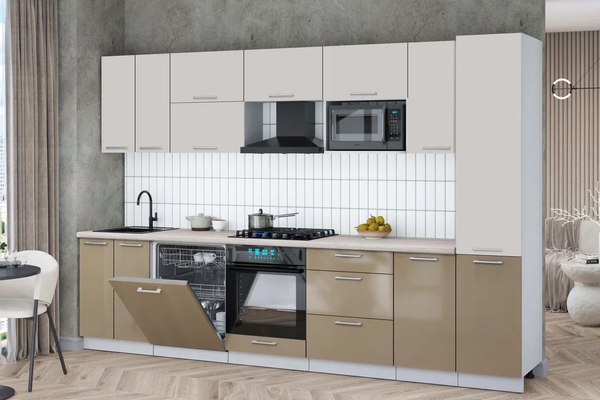 Кухонный гарнитур Интерлиния Мила Gloss 3.2-ПМ2