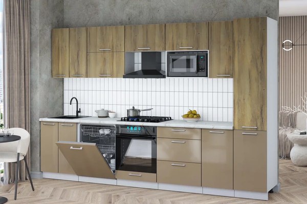 Кухонный гарнитур Интерлиния Мила Gloss 3.2-ПМ2