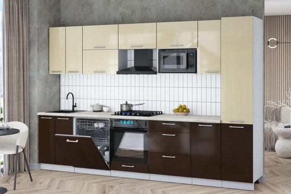 Кухонный гарнитур Интерлиния Мила Gloss 3.2-ПМ2