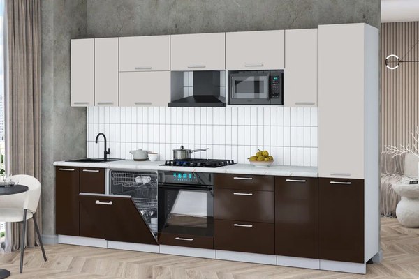 Кухонный гарнитур Интерлиния Мила Gloss 3.2-ПМ2