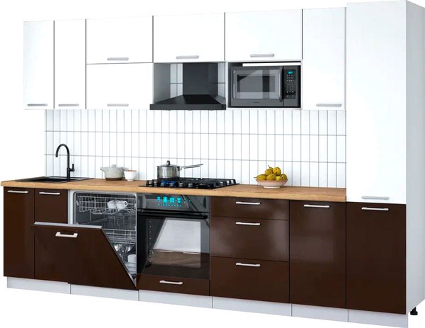 Кухонный гарнитур Интерлиния Мила Gloss 3.2-ПМ2 - фото