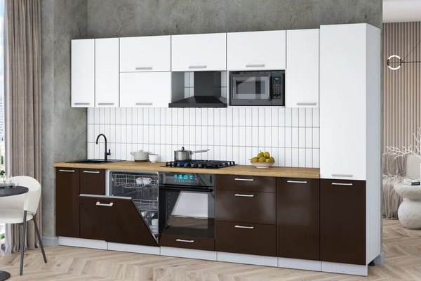 Кухонный гарнитур Интерлиния Мила Gloss 3.2-ПМ2