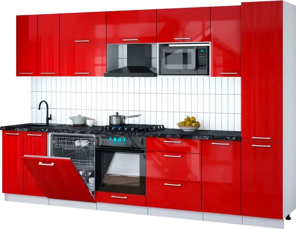 Кухонный гарнитур Интерлиния Мила Gloss 3.2-ПМ2 - фото