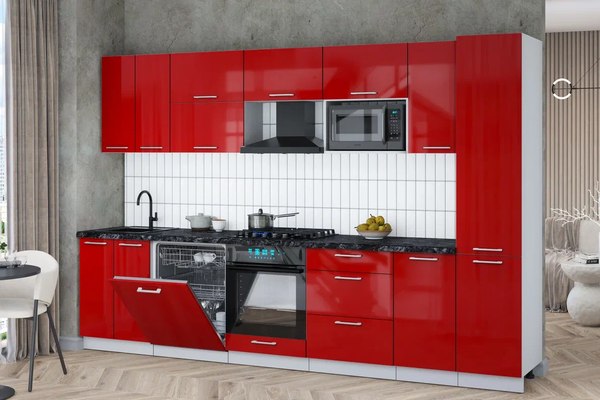 Кухонный гарнитур Интерлиния Мила Gloss 3.2-ПМ2