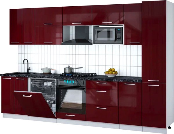 Кухонный гарнитур Интерлиния Мила Gloss 3.2-ПМ2 - фото