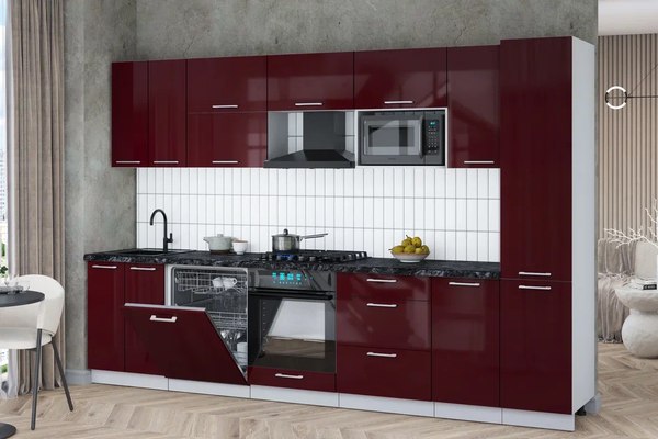 Кухонный гарнитур Интерлиния Мила Gloss 3.2-ПМ2