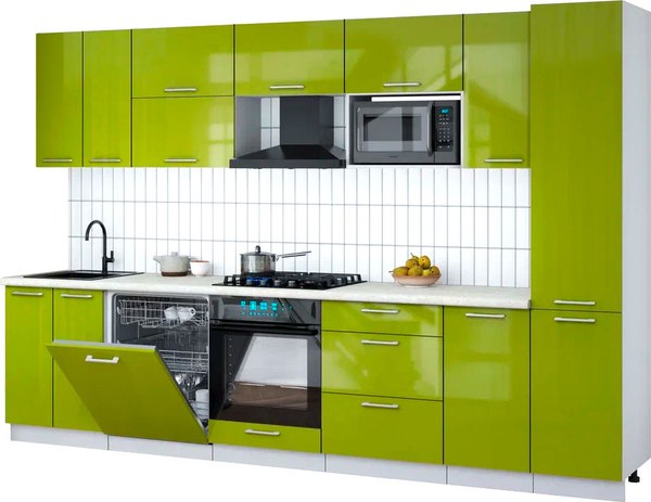 Кухонный гарнитур Интерлиния Мила Gloss 3.2-ПМ2 - фото