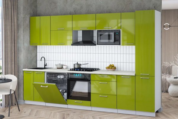 Кухонный гарнитур Интерлиния Мила Gloss 3.2-ПМ2