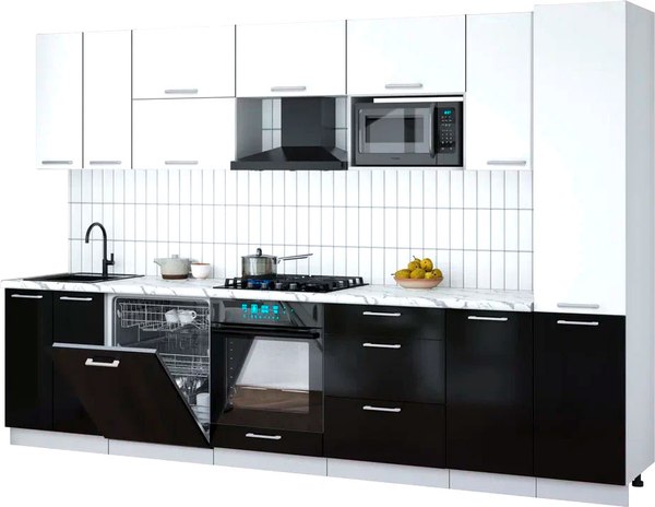 Кухонный гарнитур Интерлиния Мила Gloss 3.2-ПМ2 - фото