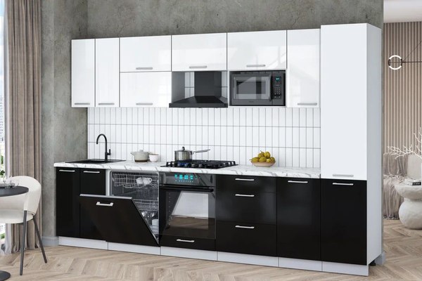 Кухонный гарнитур Интерлиния Мила Gloss 3.2-ПМ2