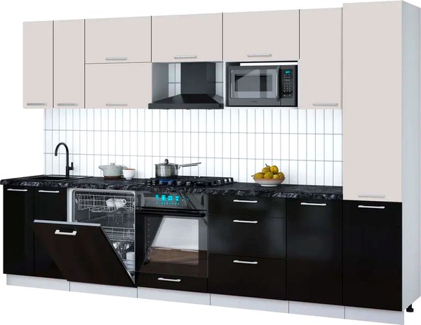 Кухонный гарнитур Интерлиния Мила Gloss 3.2-ПМ2 - фото