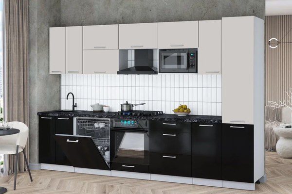 Кухонный гарнитур Интерлиния Мила Gloss 3.2-ПМ2