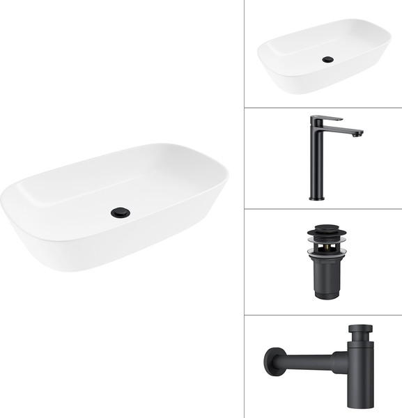 Умывальник со смесителем Lauter 21393-70 + Moon 21СК8691BS + сифон 21635B + дон.клапан 21190B - фото