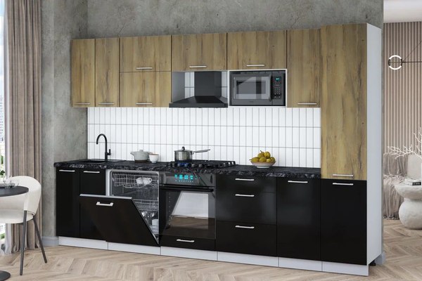 Кухонный гарнитур Интерлиния Мила Gloss 3.2-ПМ2