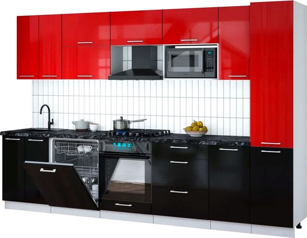 Кухонный гарнитур Интерлиния Мила Gloss 3.2-ПМ2 - фото