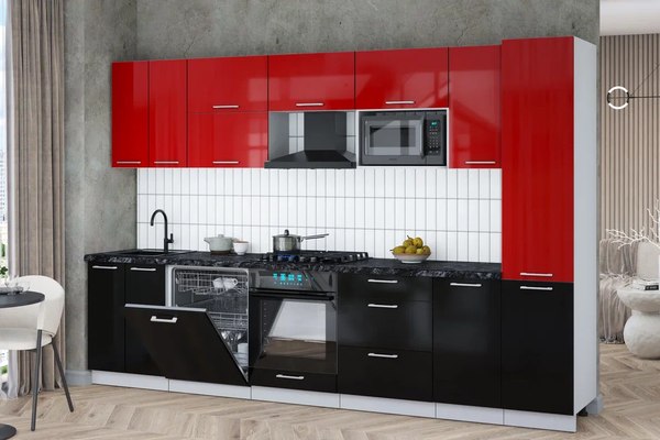 Кухонный гарнитур Интерлиния Мила Gloss 3.2-ПМ2