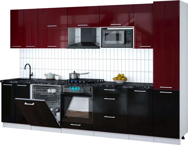 Кухонный гарнитур Интерлиния Мила Gloss 3.2-ПМ2 - фото