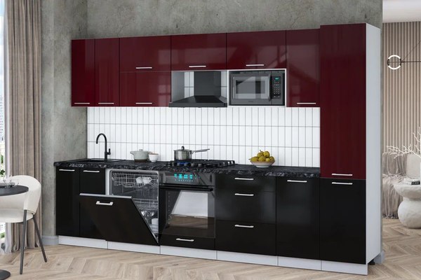 Кухонный гарнитур Интерлиния Мила Gloss 3.2-ПМ2